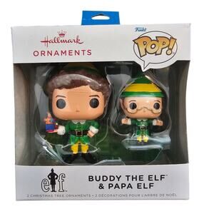 Hallmark Ornament Set Funko Pop Buddy the Elf & Papa Elf Christmas Comedy Funny
